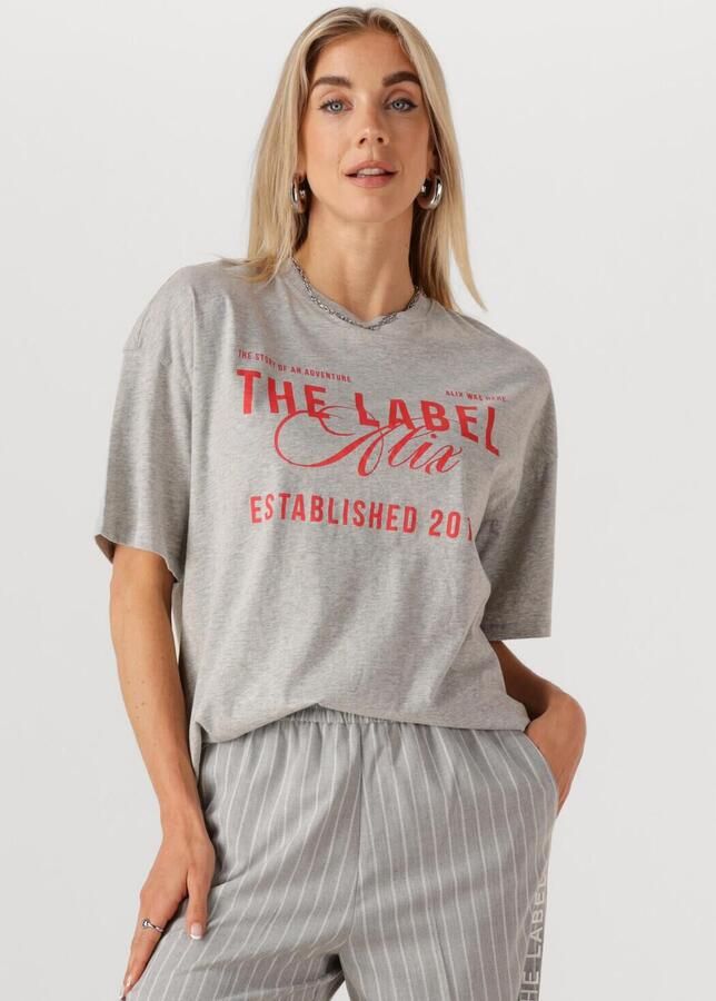ALIX THE LABEL Dames Tops & T-shirts Ladies Knitted The Label T-shirt Lichtgrijs - Foto 4
