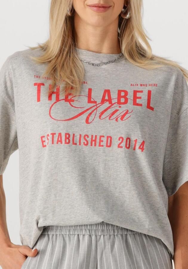 ALIX THE LABEL Dames Tops & T-shirts Ladies Knitted The Label T-shirt Lichtgrijs - Foto 3