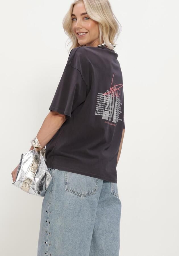 ALIX THE LABEL Dames Tops & T-shirts Ladies Knitted Tour T-shirt Donkergrijs - Foto 3