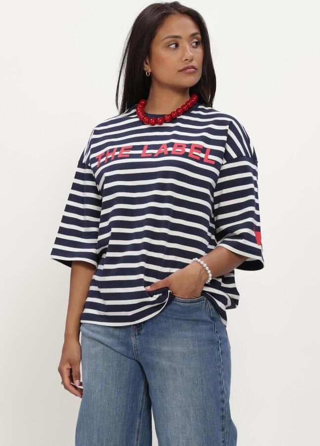 ALIX THE LABEL Dames Tops & T-shirts Ladies Knitted Y d Stripe T-shirt Donkerblauw