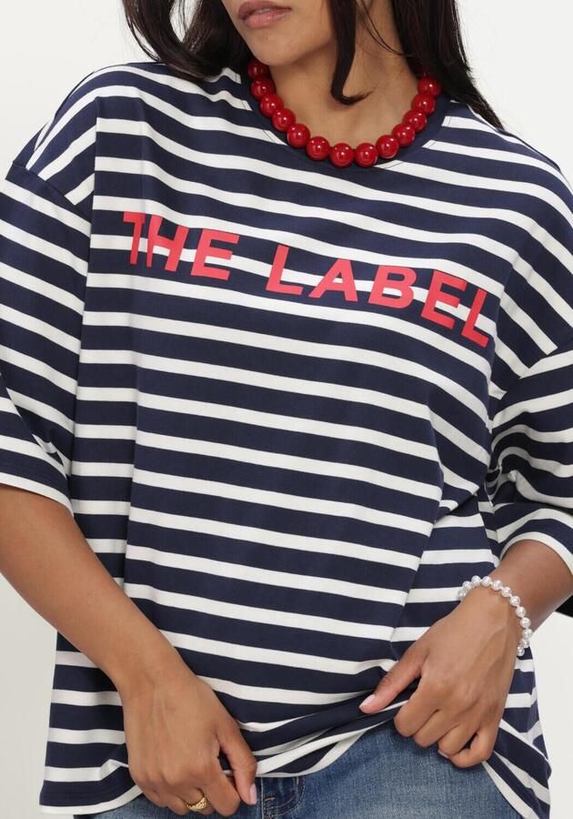 ALIX THE LABEL Dames Tops & T-shirts Ladies Knitted Y d Stripe T-shirt Donkerblauw - Foto 3
