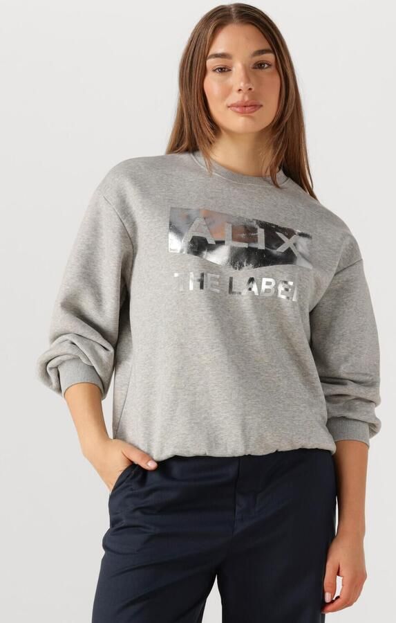 ALIX THE LABEL Dames Truien & Vesten Foil Logo Sweater Grijs - Foto 4