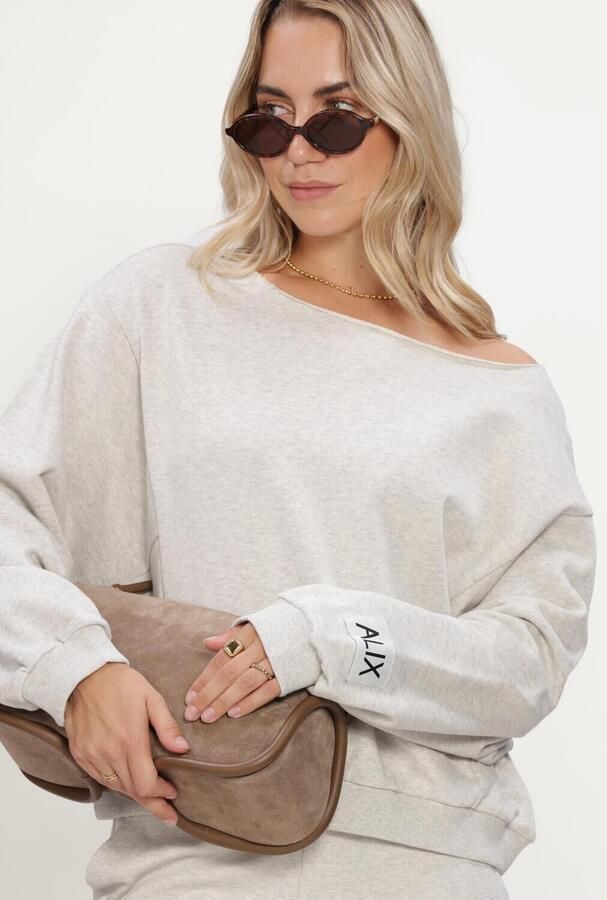 ALIX THE LABEL Dames Truien & Vesten Ladies Knitted Badwing Sweater Lichtgrijs - Foto 4