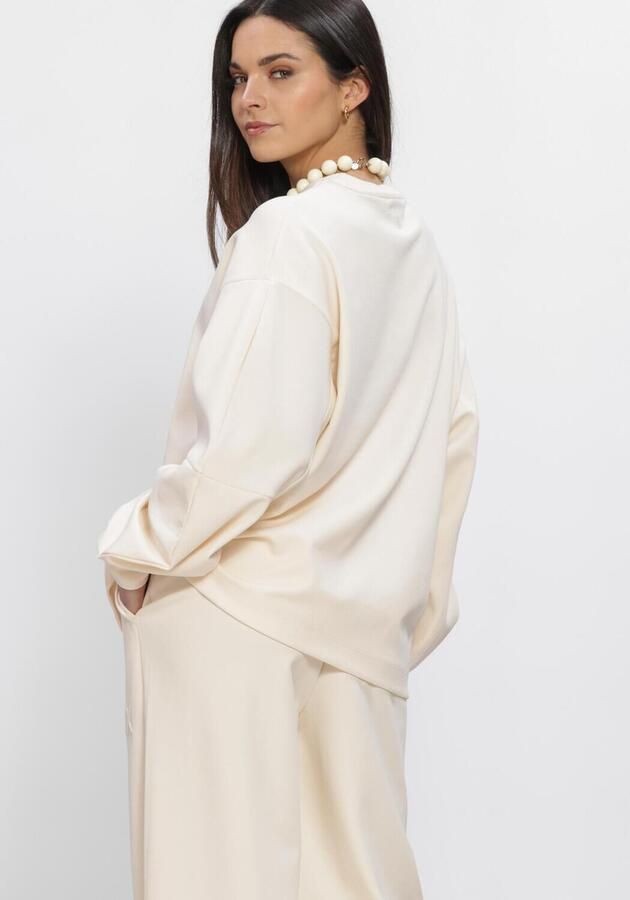 ALIX THE LABEL Dames Truien & Vesten Ladies Knitted Balloon Sleeve Sweater Creme - Foto 3