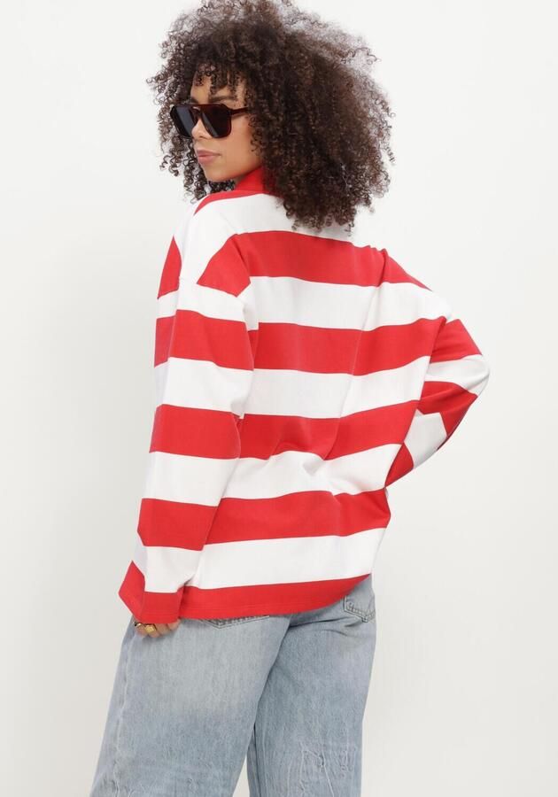 ALIX THE LABEL Dames Truien & Vesten Ladies Knitted Block Stripe Polo Sweater Rood - Foto 3