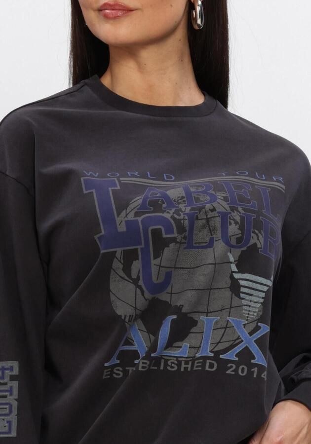 ALIX THE LABEL Dames Truien & Vesten Ladies Knitted Label Club Longsleeve T-shirt Zwart - Foto 3