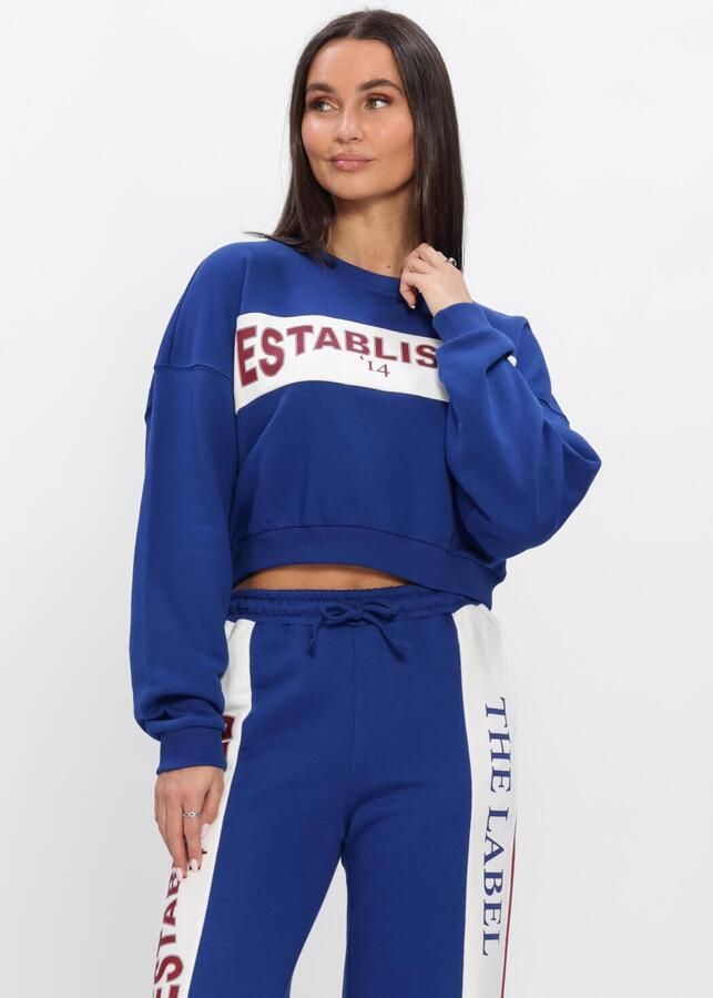 ALIX THE LABEL Dames Truien & Vesten Ladies Knitted Logo Tape Sweater Blauw