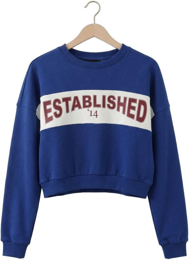 ALIX THE LABEL Dames Truien & Vesten Ladies Knitted Logo Tape Sweater Blauw - Foto 2