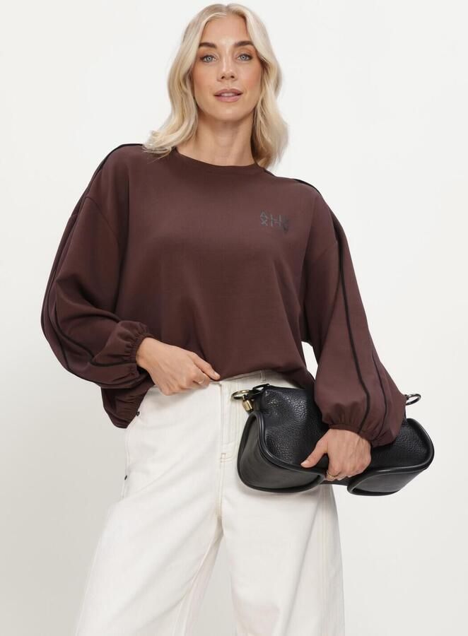 ALIX THE LABEL Dames Truien & Vesten Ladies Knitted Piping Sweater Bruin