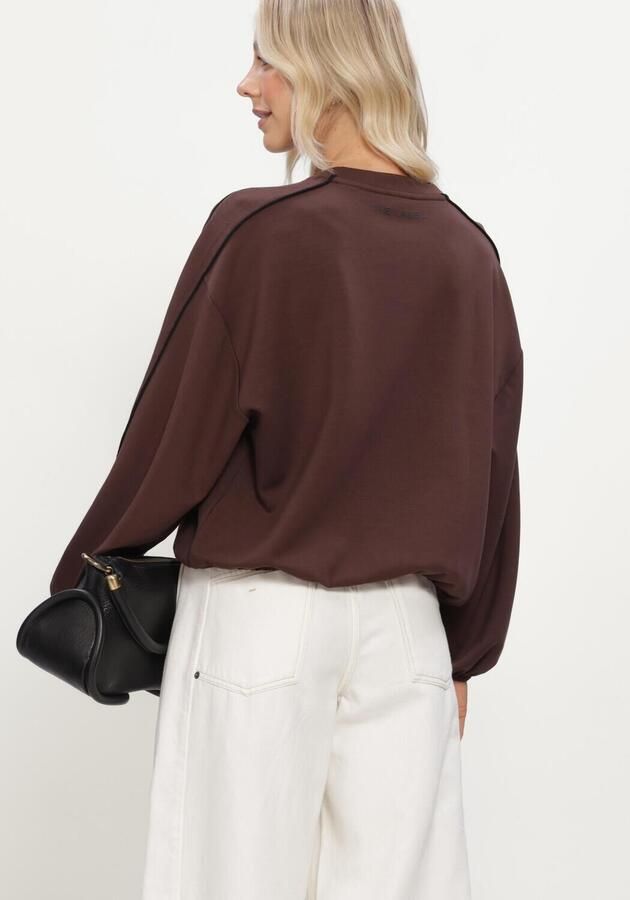ALIX THE LABEL Dames Truien & Vesten Ladies Knitted Piping Sweater Bruin - Foto 3