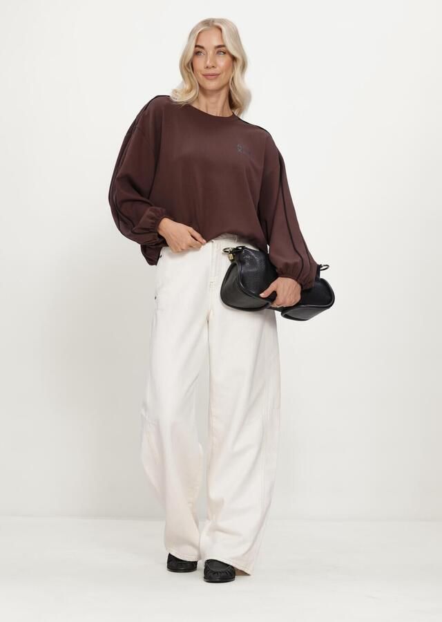 ALIX THE LABEL Dames Truien & Vesten Ladies Knitted Piping Sweater Bruin - Foto 2