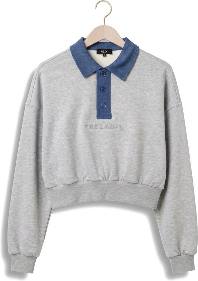 ALIX THE LABEL Dames Truien & Vesten Ladies Knitted Polo Sweater Grijs - Foto 2
