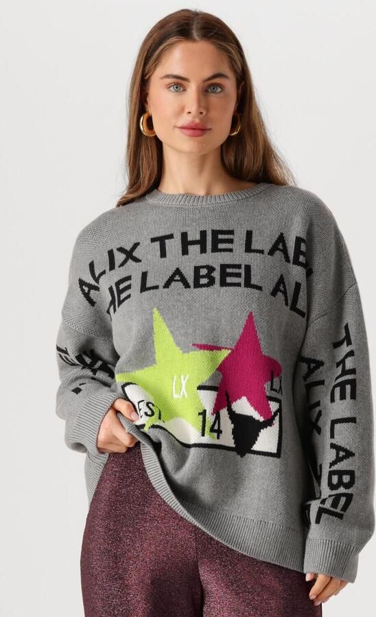 Alix The Label Grijze Dames Gebreide Trui Stijlvol Comfort Gray Dames - Foto 4