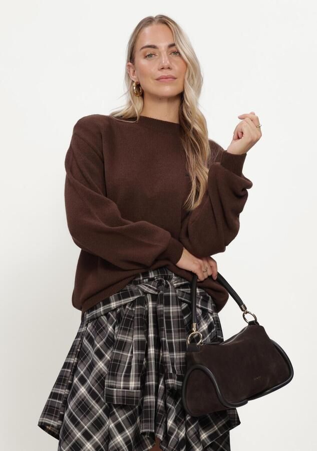 ALIX THE LABEL Dames Truien & Vesten Ladies Knitted Shoulder Pads Pullover Bruin