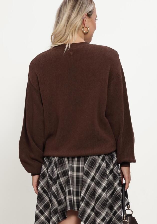 ALIX THE LABEL Dames Truien & Vesten Ladies Knitted Shoulder Pads Pullover Bruin - Foto 2