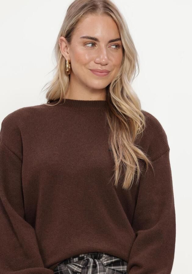 ALIX THE LABEL Dames Truien & Vesten Ladies Knitted Shoulder Pads Pullover Bruin - Foto 3