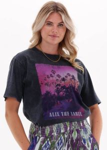 Alix the Label Antraciet T-shirt Ladies Knitted Palmtree T-shirt