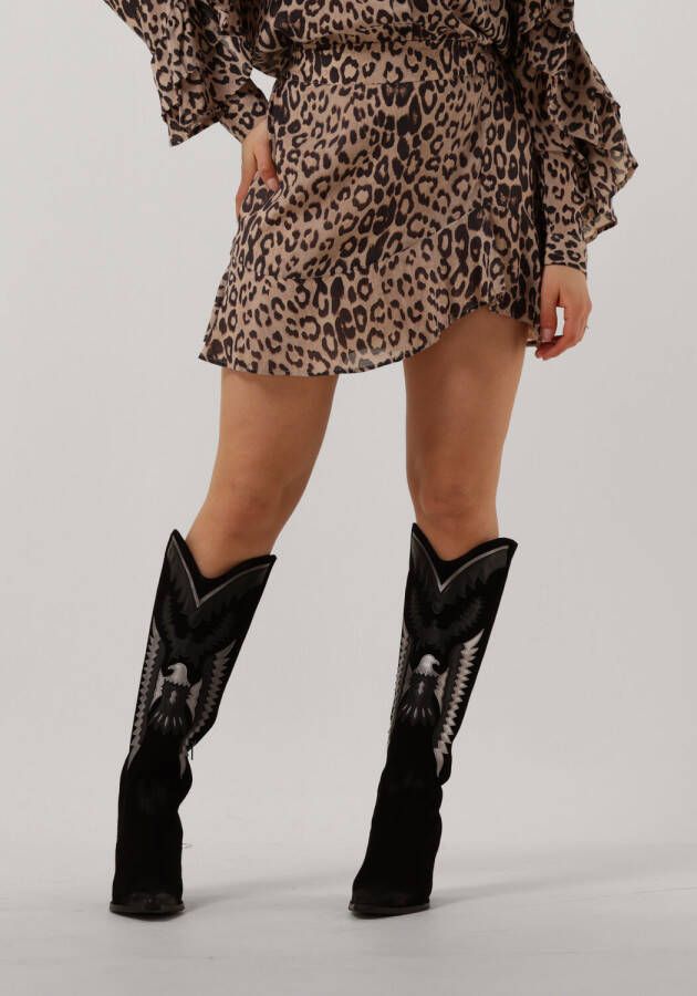 ALIX THE LABEL Dames Rokken Ladies Woven Animal Ruffle Skirt Bruin