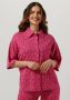 ALIX THE LABEL Dames Tops & T-shirts Ladies Knitted Jacquard Short Sleeves Blouse Roze - Thumbnail 1