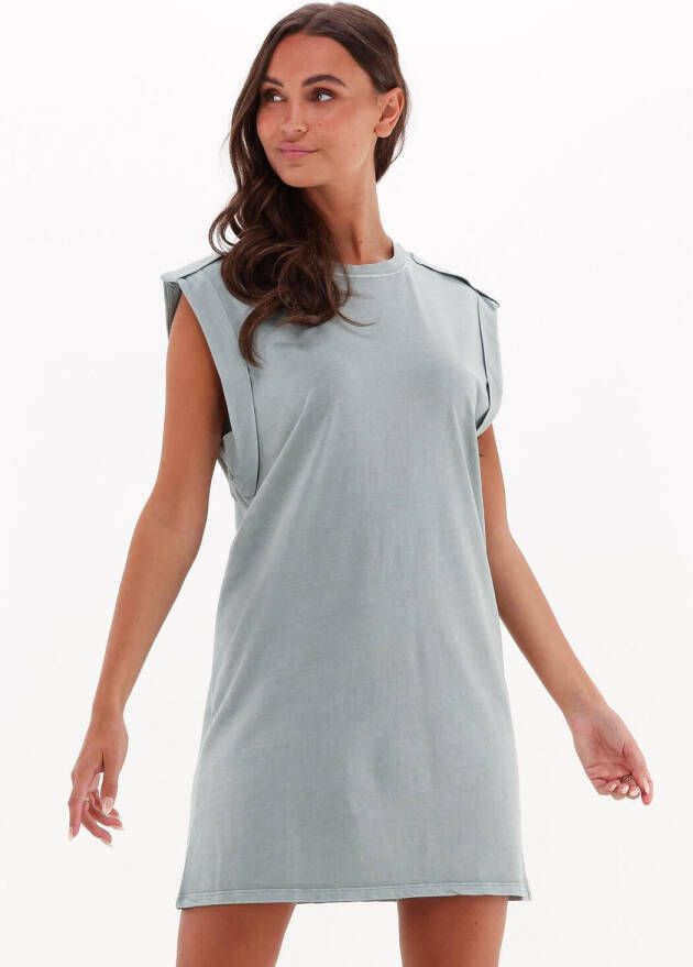 Alix the Label Groene Mini Jurk Ladies Knitted Sleeveless T-shirt Dress