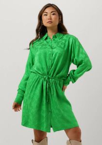 Alix the Label Groene Mini Jurk Ladies Woven Jacquard Blouse Dress
