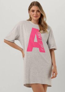 Alix the Label Lichtgrijze Mini Jurk Ladies Knitted T-shirt Dress With Artwork