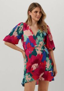 Alix the Label Roze Mini Jurk Flowers Structured Chiffon Dress