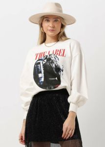 Alix the Label Witte Sweater Ladies Knitted Photoprint Sweater