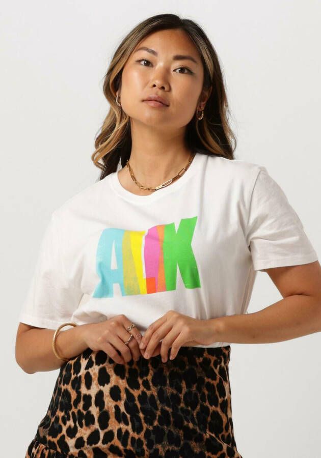 Alix the Label Witte T-shirt Ladies Knitted Coloured Alix T-shirt