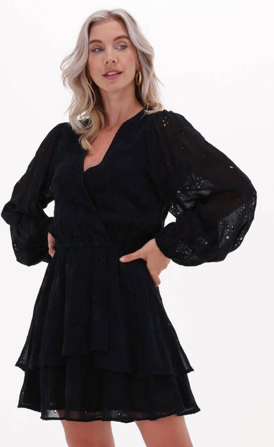 Alix the Label Zwarte Mini Jurk Ladies Woven Broderie Chiffon Dress