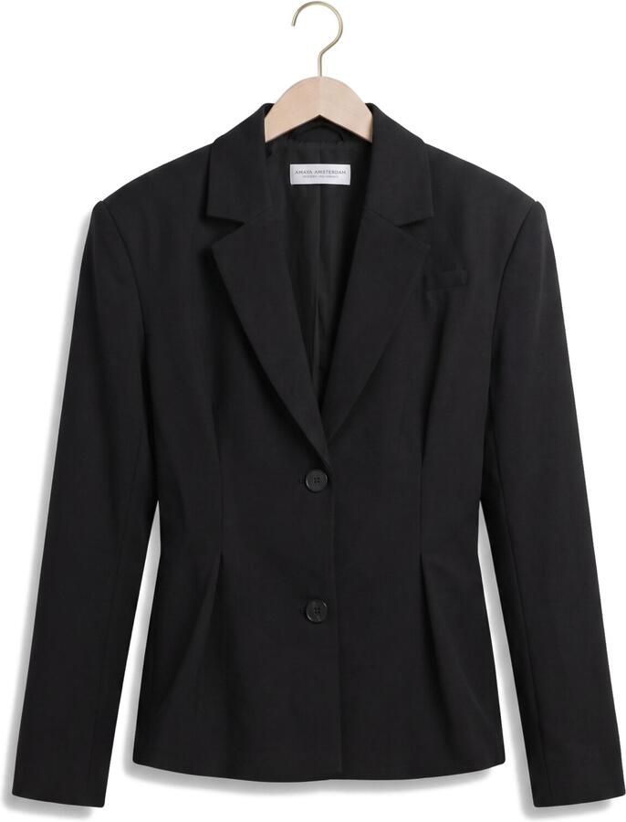 AMAYA Amsterdam getailleerde blazer met ceintuur zwart - Foto 2