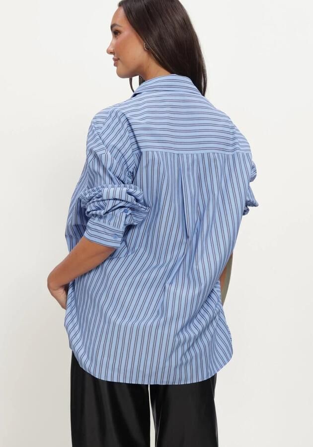 AMAYA Amsterdam gestreepte blouse met plooien lichtblauw - Foto 3