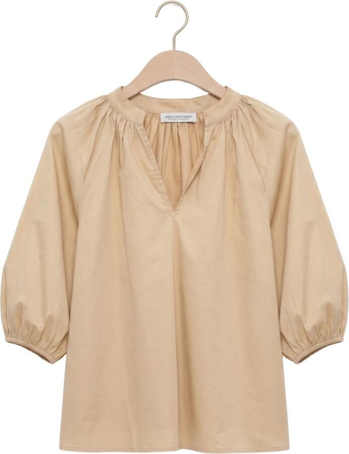 AMAYA AMSTERDAM Dames Blouses Elsie Blouse Beige - Foto 2