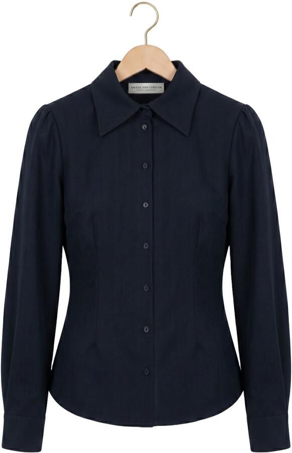 AMAYA AMSTERDAM Dames Blouses Loui Blouse Donkerblauw - Foto 4