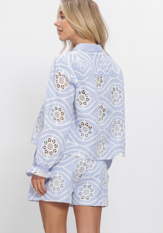 AMAYA Amsterdam gestreepte blouse broderie lichtblauw - Foto 3