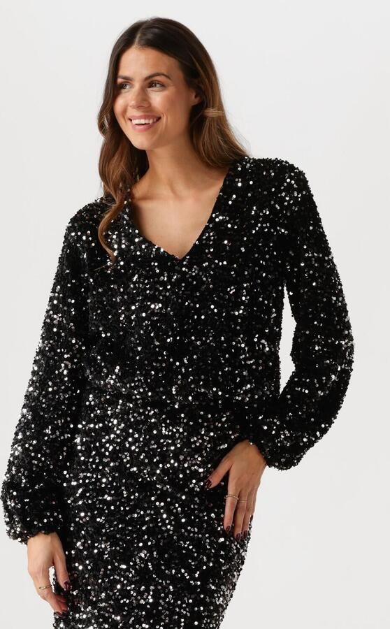 Amaya Amsterdam Zwarte Glitter Pailletten Blouse Yara Top Black Dames - Foto 4