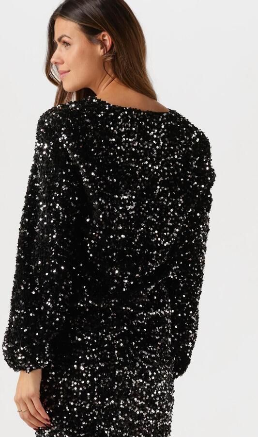Amaya Amsterdam Zwarte Glitter Pailletten Blouse Yara Top Black Dames - Foto 3