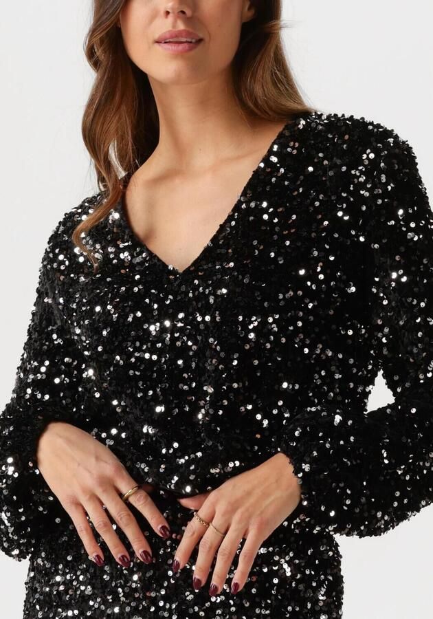 Amaya Amsterdam Zwarte Glitter Pailletten Blouse Yara Top Black Dames - Foto 2