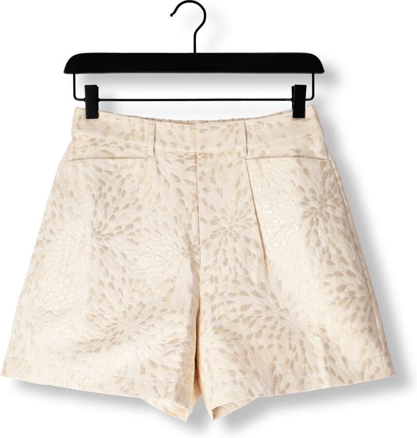 AMAYA Amsterdam straight high waist casual short beige met lurex