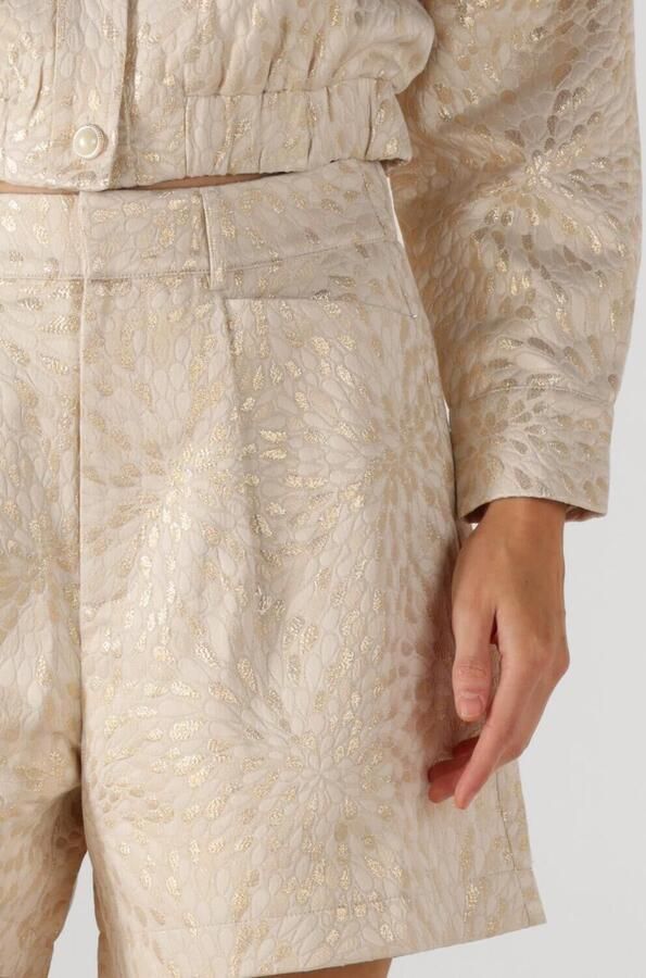 AMAYA Amsterdam straight high waist casual short beige met lurex - Foto 3