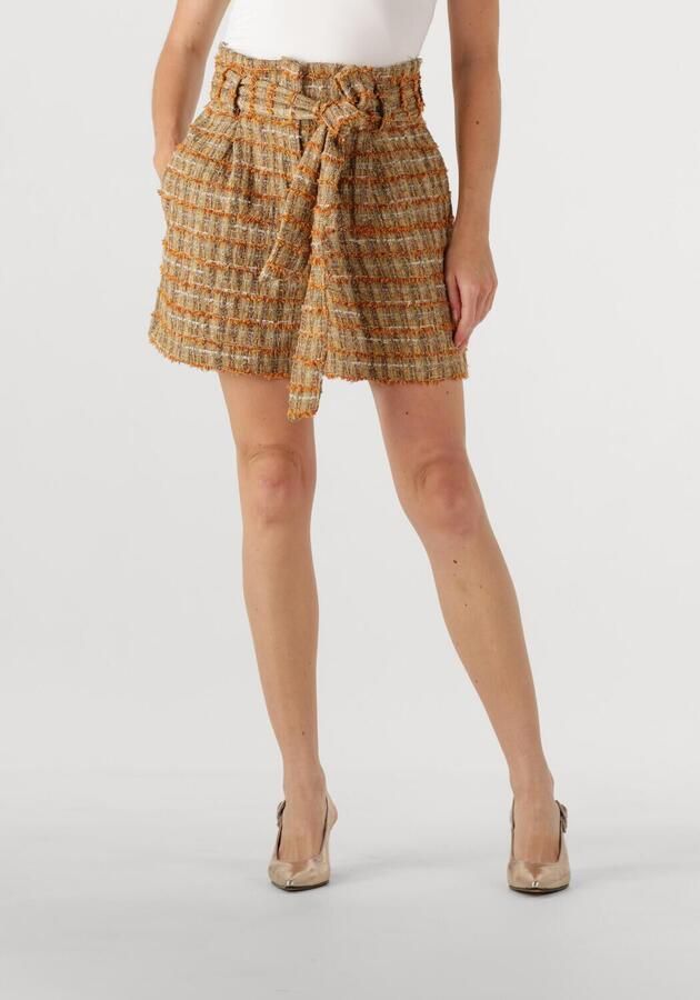 AMAYA Amsterdam bouclé straight high waist casual short bruin - Foto 4