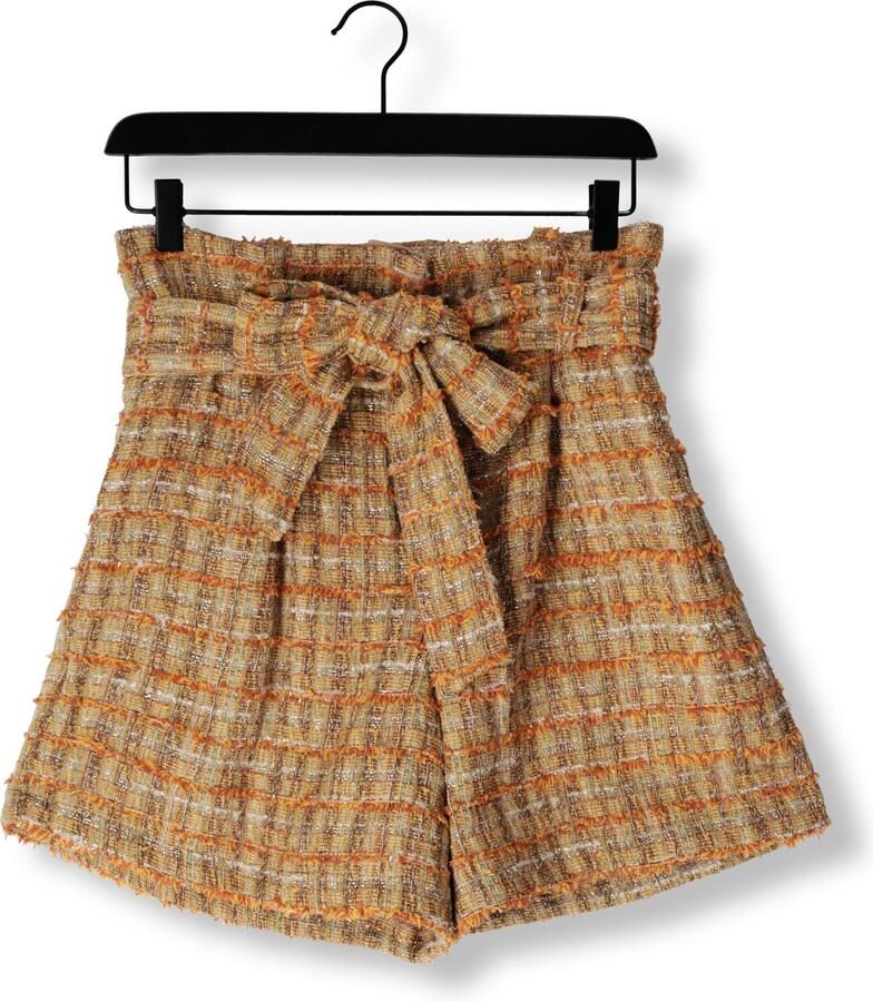 AMAYA Amsterdam bouclé straight high waist casual short bruin