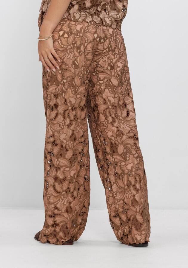 AMAYA Amsterdam high waist gebloemde broek broderie bruin - Foto 2