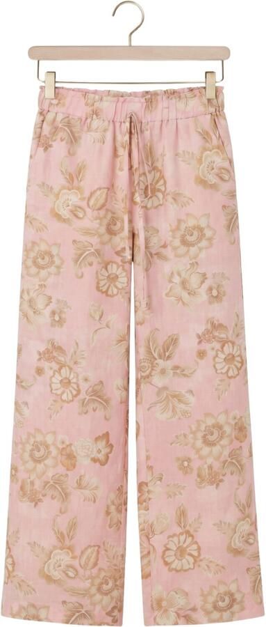 AMAYA Amsterdam high waist gebloemde broek met linnen lichtroze - Foto 4