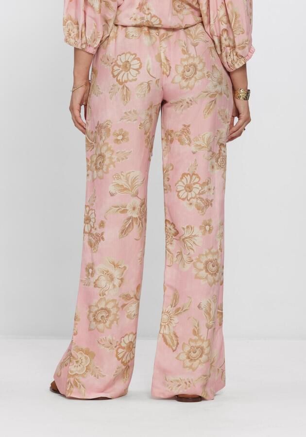 AMAYA Amsterdam high waist gebloemde broek met linnen lichtroze - Foto 2