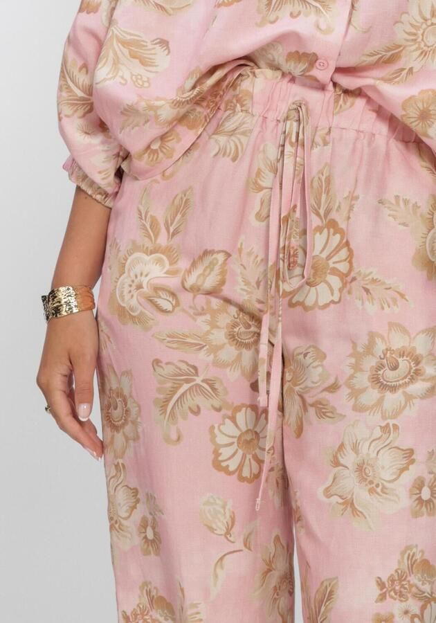 AMAYA Amsterdam high waist gebloemde broek met linnen lichtroze - Foto 3