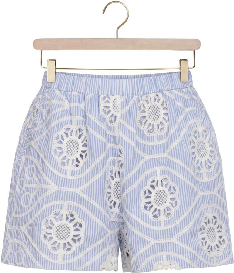 AMAYA Amsterdam high waist gestreepte casual short broderie lichtblauw - Foto 2
