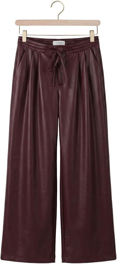 AMAYA Amsterdam imitatieleren wide leg broek donkerrood - Foto 4