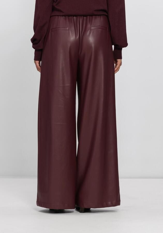 AMAYA Amsterdam imitatieleren wide leg broek donkerrood - Foto 2