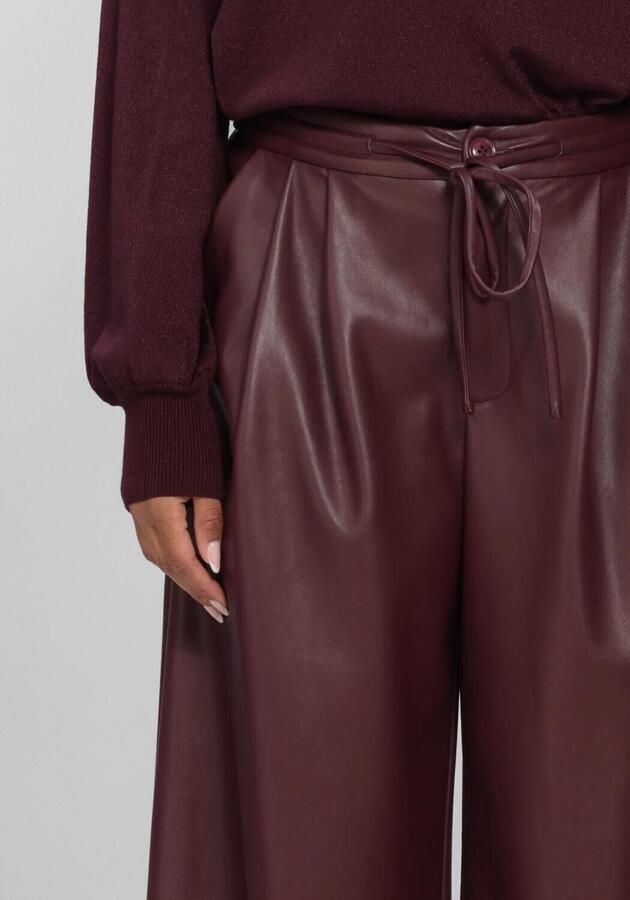 AMAYA Amsterdam imitatieleren wide leg broek donkerrood - Foto 3